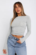 Only For Tonight Long Sleeve Top Grey Marle