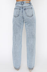 Take My Time High Rise Straight Leg Jeans Washed Blue