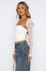 Fall In Love Again Lace Bolero Top Set White