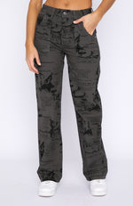 Give Me A Break Printed Jeans Charcoal