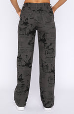 Give Me A Break Printed Jeans Charcoal