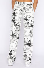 Your Choice Printed Pants White