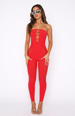 No Love Jumpsuit Red