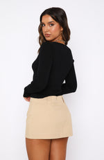 Runway Style Long Sleeve Knit Top Black