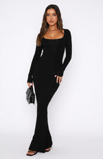Get My Attention Long Sleeve Maxi Dress Black