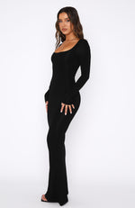 Get My Attention Long Sleeve Maxi Dress Black