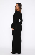 Get My Attention Long Sleeve Maxi Dress Black