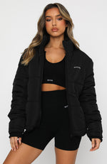 Not Giving In Puffer Jacket Black