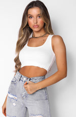 All For One Ribbed Crop White