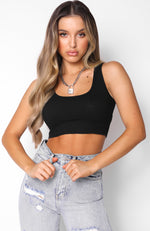 All For One Ribbed Crop Black