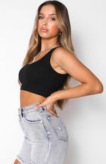 All For One Ribbed Crop Black