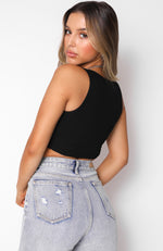 All For One Ribbed Crop Black