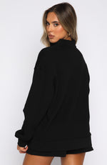 The Highest Demand Zip Front Sweater Black