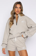 The Highest Demand Zip Front Sweater Taupe