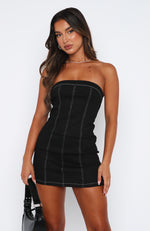 Wandering Heart Strapless Mini Dress Black