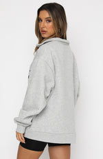 High Standard Zip Front Sweater Grey Marle