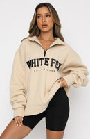 High Standard Zip Front Sweater Sand