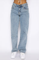 Taking A Trip Mid Rise Straight Leg Jeans Blue Wash