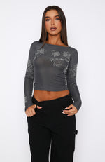 Headstrong Long Sleeve Top Charcoal