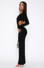 Good Karma Long Sleeve Maxi Dress Black