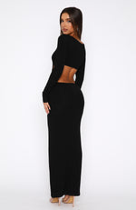Good Karma Long Sleeve Maxi Dress Black
