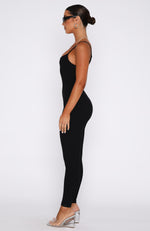 Life Is Short Ribbed Jumpsuit Black