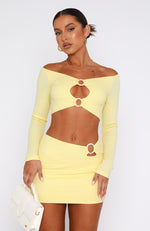 Paradise Vibes Long Sleeve Crop Lemon