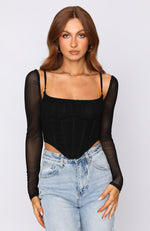 More Than Basic Long Sleeve Bustier Black