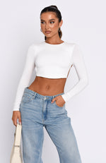 Sort It Out Long Sleeve Crop White
