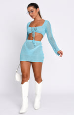 Give Me Something Crochet Mini Skirt Blue