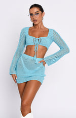 Give Me Something Crochet Mini Skirt Blue