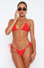 Take Me To The Ocean Bikini Top Red Terry