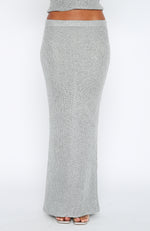 Star Shining Sequin Knit Maxi Skirt Grey