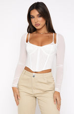 Treat Me Well Long Sleeve Bustier White