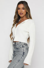 From The Heart Long Sleeve Knit Crop White