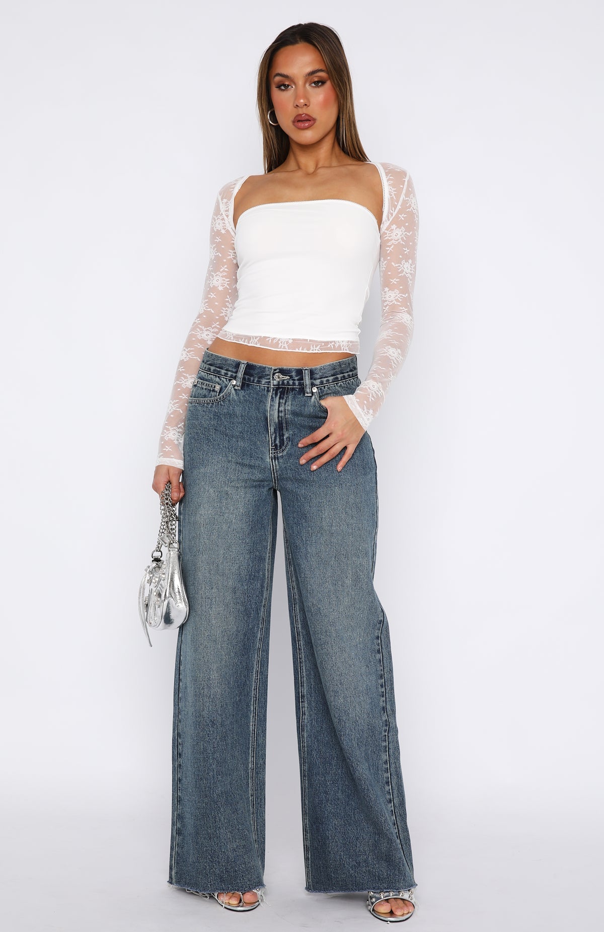Call You Mine Mid Rise Wide Leg Jeans Brown Blue | White Fox Boutique US
