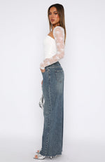 Call You Mine Mid Rise Wide Leg Jeans Brown Blue
