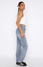 Right Here Right Now High Rise Slim Leg Jeans Mid Blue