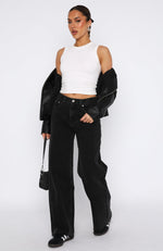 Call You Mine Mid Rise Wide Leg Jeans Washed Black