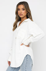 Out And About Cord Long Sleeve Shirt White