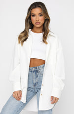 Out And About Cord Long Sleeve Shirt White