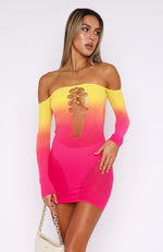 Hate To Say Long Sleeve Mini Dress Sunset Gradient