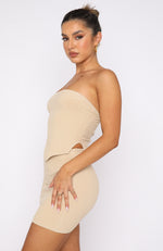 Fair And Square Knitted Bustier Oatmeal