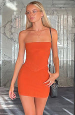 Slow Jams Knitted Mini Skirt Rust