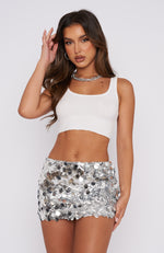 Disco Fever Mini Skirt Silver