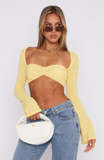 What About Me Long Sleeve Crop Lemon