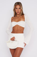 What About Me Long Sleeve Crop White