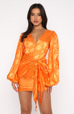 Eye Catcher Long Sleeve Mini Dress Orange