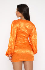 Eye Catcher Long Sleeve Mini Dress Orange