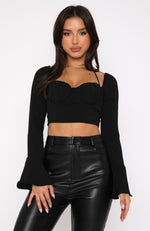 Pause Everything Long Sleeve Bustier Black